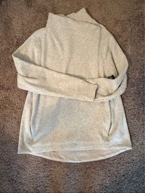 Athleta Light Heather Gray Funnel Neck Pullover Sweater